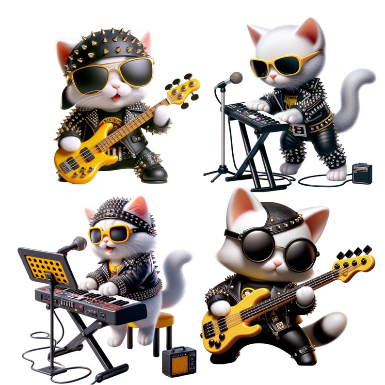 Guitarist Animals and Rock Bands PNG Collection - Great for Sublimation Projects
