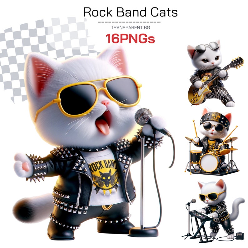 Musical Animal Rock Band Clipart - Perfect for Rock Enthusiasts and Decor