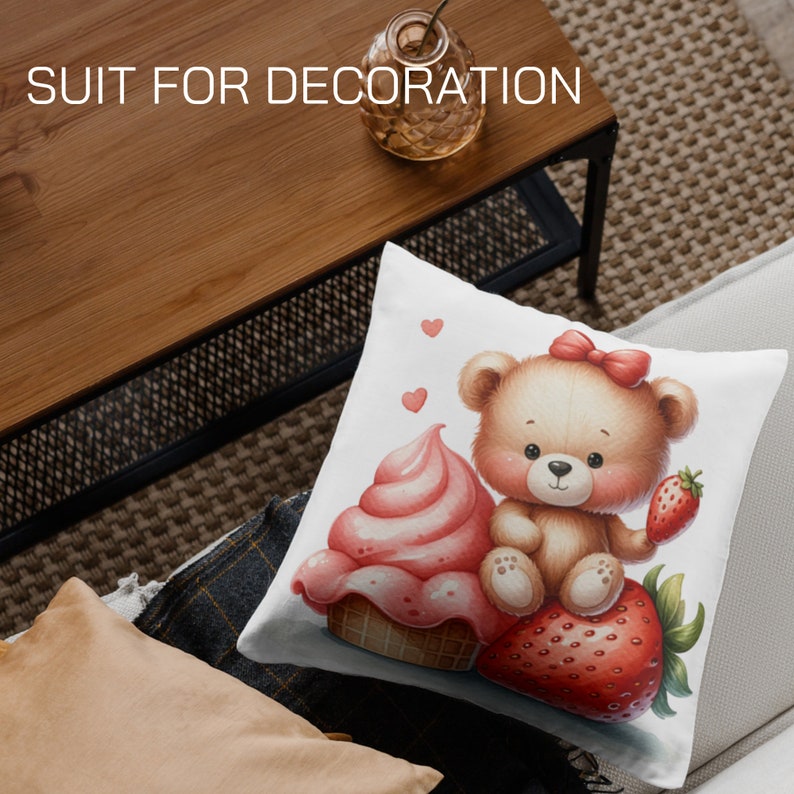 Strawberry and Teddy Bear Illustrations - Lovely Clipart for Nursery Decor