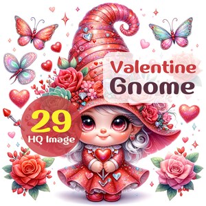 Entzückende Valentine Baby Wichtel Clipart mit Herz Element - Niedliche Valentinstag Grafiken - Gut für Gnome Kissenbezug