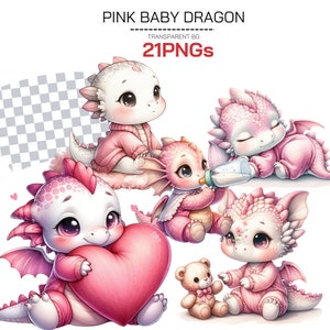 Colección baby dragon png - Lindos dragones de fantasía PNG, acuarela y arte vectorial, perfecto para proyectos infantiles y artesanía digital