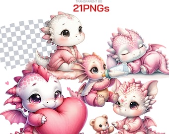 Collezione baby dragon png - Cute Fantasy Dragons PNG, acquerello e arte vettoriale, perfetti per progetti per bambini e artigianato digitale