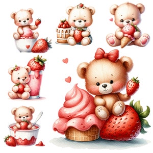 Sweet Teddy Bear and Fruit Clipart - Adorable Art for Children's Projects