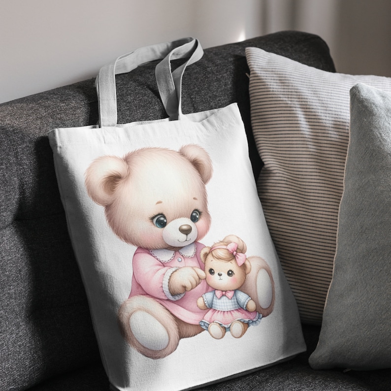 Pink Teddy Bear Clipart for Baby Shower - Cute Boho Teddy Bear, Hot Air ...