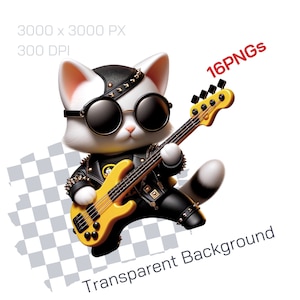 Adorable Rock Star Cats and Animals PNG - Fun Art for Music Lovers