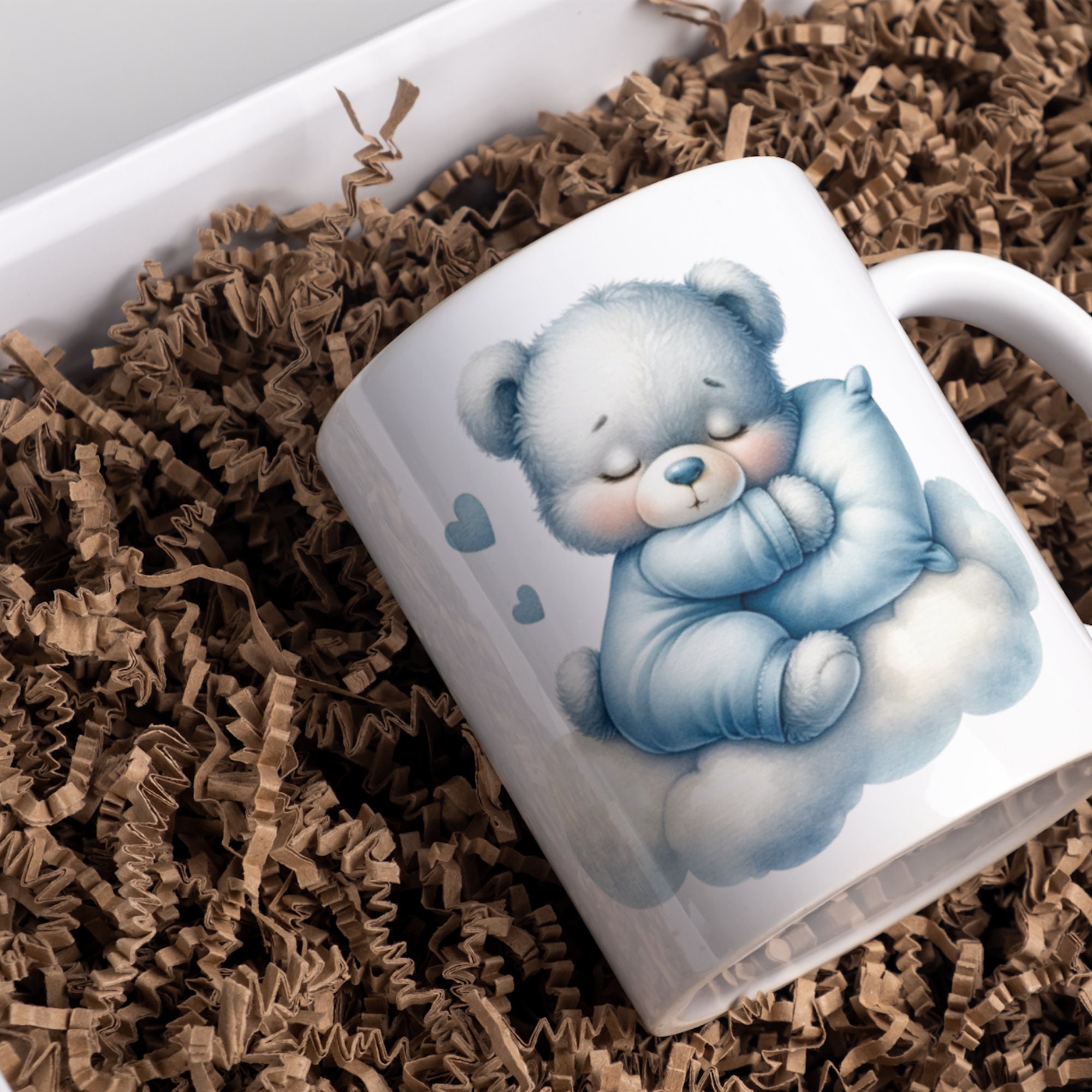 Blue Teddy Bear Baby Shower Clipart Cute Bear in Hot Air Balloon, Boho ...