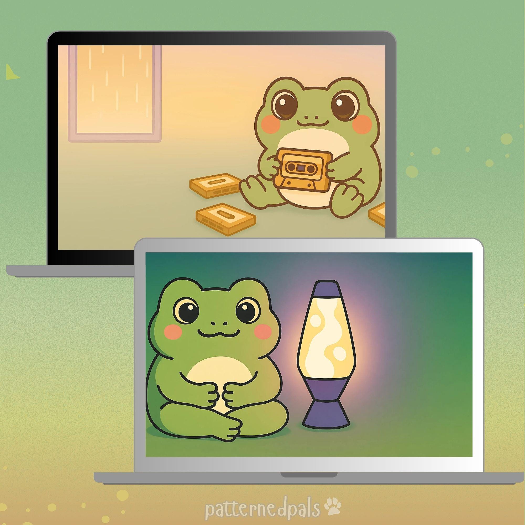 Retro Frog Desktop Organizer – Cute 70s Icons & Cozy Wallpapers for Mac ...