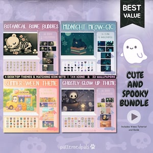 Gruselig süßes Desktop Bundle - Whimsigoth Pastel Goth Gothic Wallpaper & Icons (Digitaler Download)