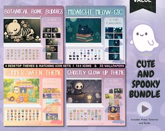 Spooky Cute Desktop Bundle – Whimsigoth Pastel Goth Gothic Wallpaper & Icons (Digital Download)