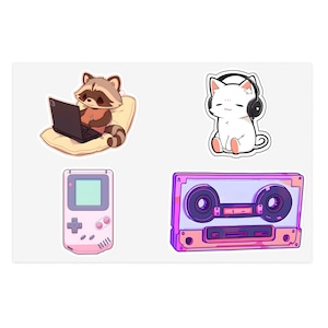Lofi Stickers | Stoner Stickers | Lofi Sticker Sheet | Anime Sticker Bundle | Cool Sticker Pack | Racoon Stickers | Lofi Music Sticker