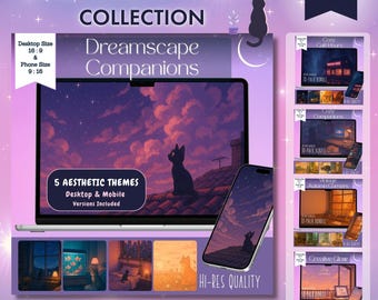 Cozy Lofi Wallpaper Collection, Desktop & Phone Background Bundle