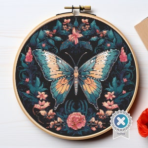 Floral butterfly - Digital Cross Stitch Pattern PDF, butterfly cross stitch, floral cross stitch, insects cross stitch, embroidery trendy