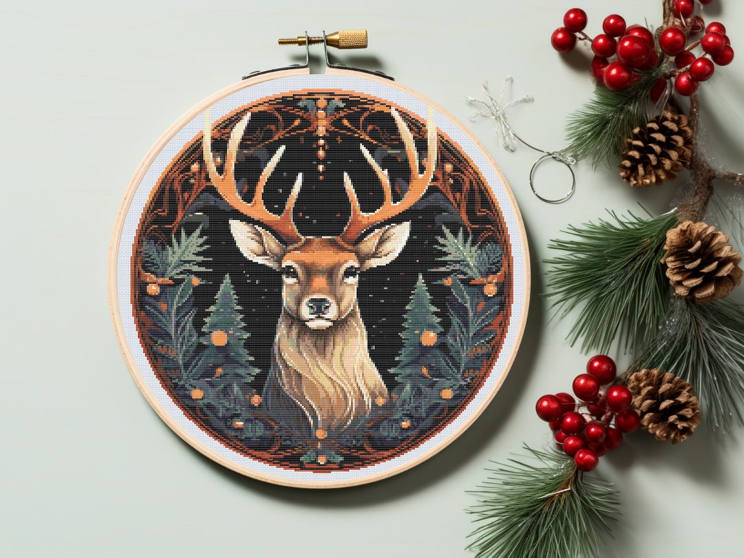 Christmas Deer Cross Stitch Pattern: Winter Holiday Design (PDF Pattern ...