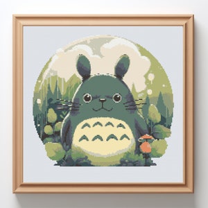 Anime Counted Digital Cross Stitch Pattern PDF. kawaii cross stitch, floral stitch, trendy embroidery, forest cross stitch, anime embroidery