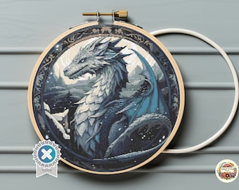 Winter Dragon Cross Stitch Pattern: Fantasy Christmas Design (PDF)
