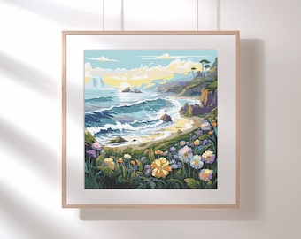 Beach Landscape Cross Stitch Pattern: Wild Ocean View (PDF Pattern)
