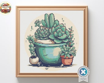 My succulents - Cross Stitch Pattern PDF, floral cross stitch, plant embroidery designs, embroidery trendy, cactus cross stitch