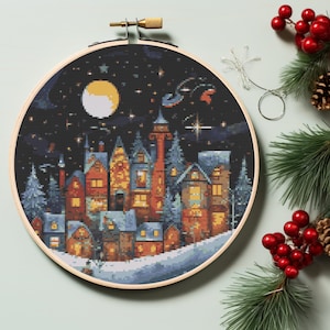Christmas Eve - Cross Stitch Pattern PDF, Christmas cross stitch, winter cross stitch, counted cross stitch chart, Christmas embroidery