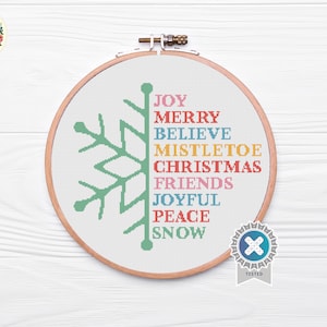 Christmas quote - Cross Stitch Pattern PDF, winter cross stitch, Christmas cross stitch, holiday Christmas wreath cross stitch chart