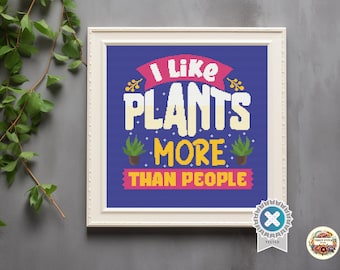 I like plants - Cross Stitch Pattern PDF, floral cross stitch, Succulents embroidery, quote embroidery designs, plant cross stitch