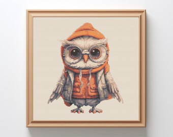 Modern Owl Cross Stitch Pattern: Trendy Bird Embroidery (PDF Pattern)