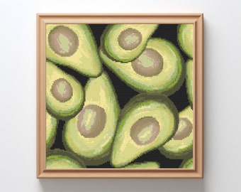 Avocado Cross Stitch Pattern: Food Embroidery Design (PDF Pattern)