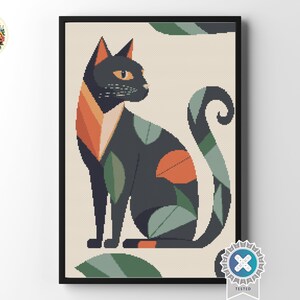 Abstract jungle cat - Digital Cross Stitch Pattern, embroidery designs trendy, cat cross stitch, abstract cross stitch, modern cross stitch