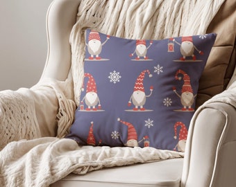 Scandinavian Christmas Gnome Pillow Cover: Nordic Winter Holiday Decor