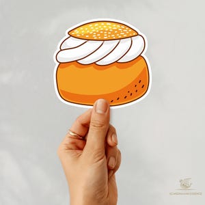 Schwedischer Semla Aufkleber, Gebäck-Laptop-Dekor, skandinavisches Geschenk, Fat optimales Taschentuch, Souvenir, Geschenkartikel, Notizbuch Aufkleber