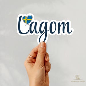 Schwedisches Lagom Aufkleber, Flagge Laptop Dekor, skandinavisches Geschenk, Kulturelles Sprichwort Andenken, nordisches Souvenir, Weihnachtsgeschenk, Notizbuch Aufkleber