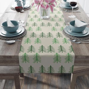 Scandinavian Pine Tree Table Runner, Nordic home decor, dining table centerpiece, woodland design table cloth, housewarming gift