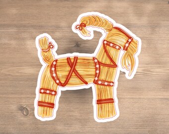 Yule Goat Vinyl Sticker: Schwedische Skandinavische Weihnachtsdeko