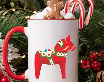 Szwedzki kubek do kawy Dala Horse: nordycka ceramiczna filiżanka do herbaty