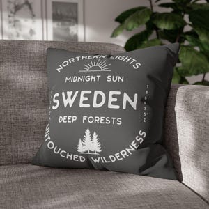 Swedish design throw pillow cover, minimalist nordic gift, Scandinavian home decor, Sweden themed cushion case, decorative accent pillow