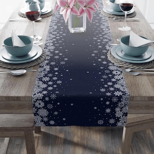 Snowflake Table Runner: Winter Holiday Dining Table Centerpiece