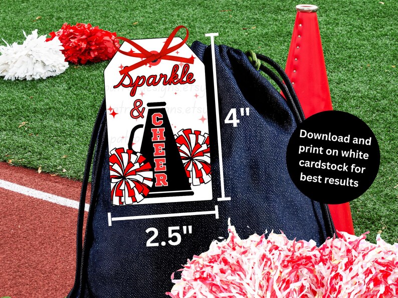 Cheer Backpack Tags Sparkle Cheer Bag Tags, Printable Team Favor Gift Tags (digital ...