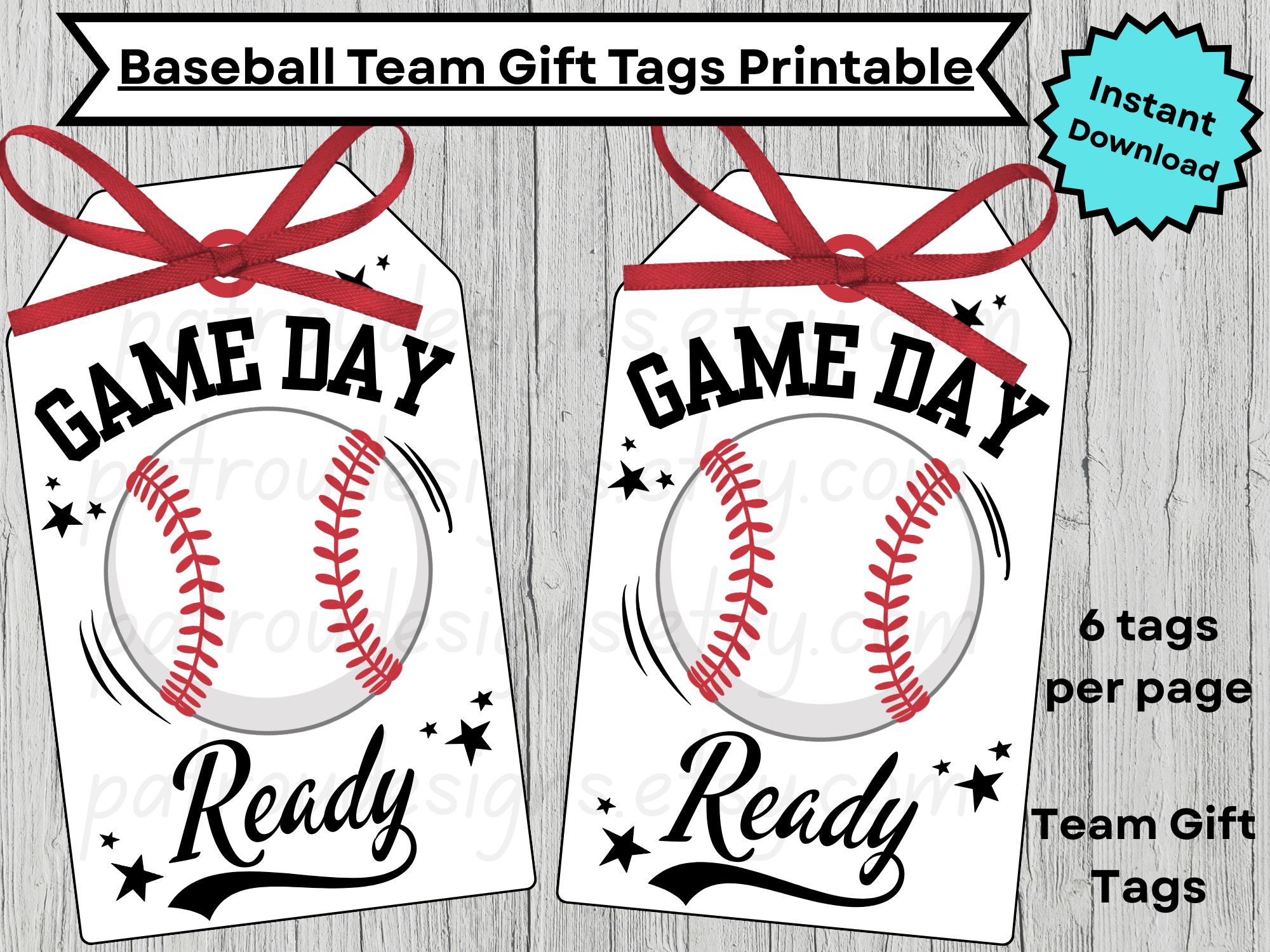 Baseball Team Gift Tags, Game Day Ready Favor Tags (instant Download ...