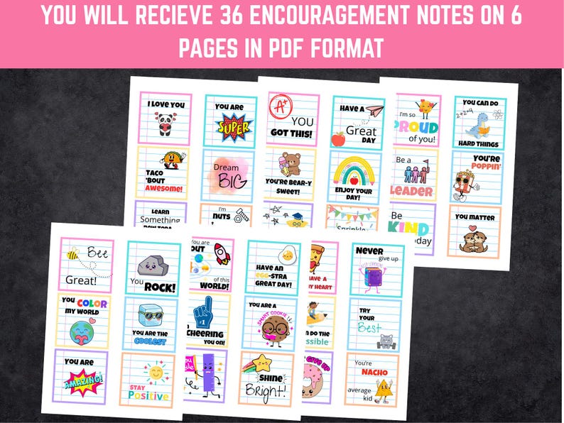 Lunchbox Notes Bundle Kids Printable Cards Encouragement Jokes Holidays ...
