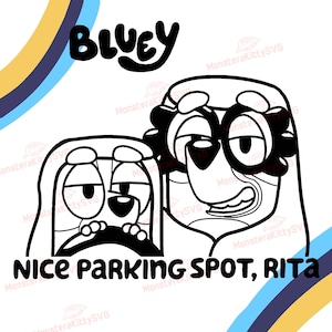 Blauer Hund inspiriert, schöner Parkplatz Rita, Peeker Vinyl Aufkleber SVG und PNG