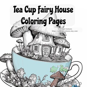 Tea Cup Fairy House Coloring Pages