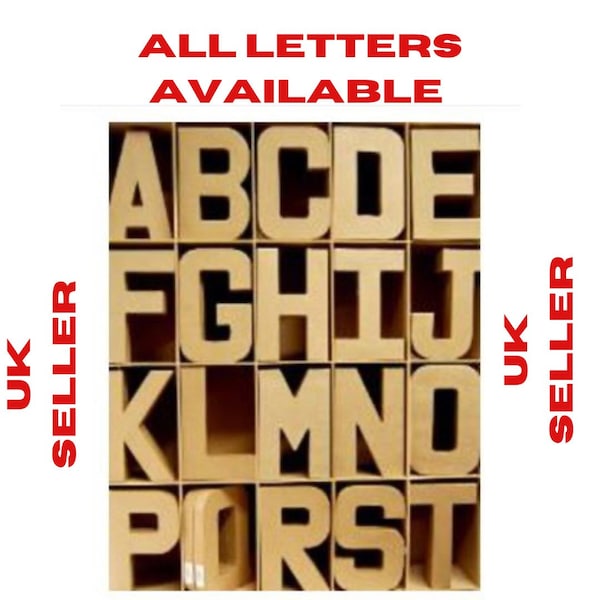 Grandes lettres artisanales en papier mâché de 20,5 cm.