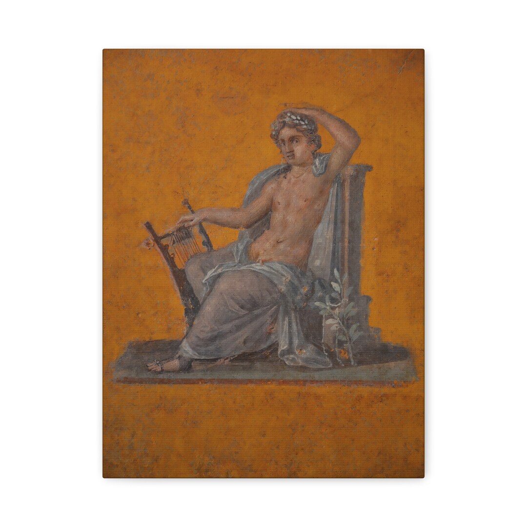 Apollo Roman Fresco Canvas Print From Pompeii. Ancient Roman Painting