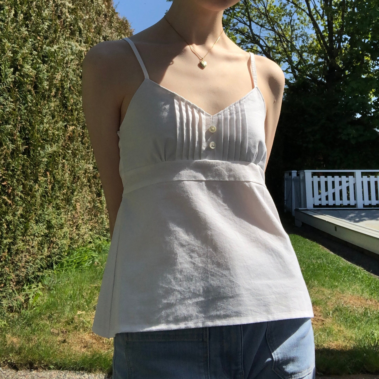 BiBi Ruffle Edge Smocking Babydoll Cami main image 1