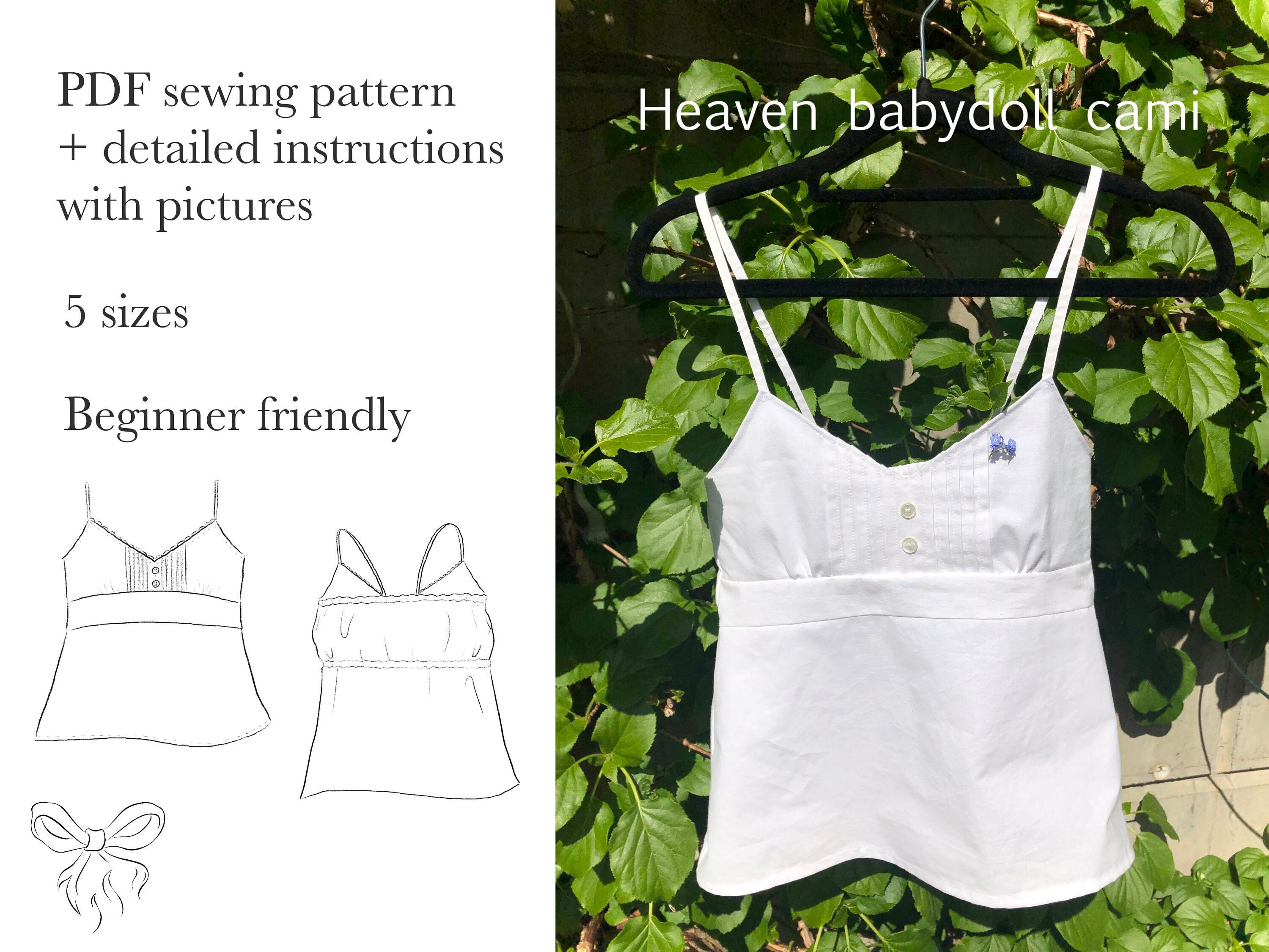 Embroidered Cami /summer Top/ PDF Sewing Pattern. Size: XS