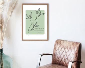 Hebrew Names of God- Jehovah Raah-- Colorblock Series--  Bible Verse Minimalist Gallery, YAHWEH Name Raah Printable Art