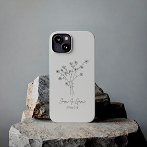 Wachsen in Anmut iPhone Fall-Christian Apparel-Ästhetische Handytaschen-Süße Minimal Jesus Fällen iPhone 15,14,13,12,11 -Ästhetische Handyhülle
