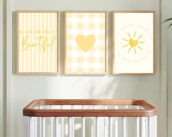 Sunshine Yellow Digital Prints- Set of 3- Girls Nursery, Baby room, Babies nursery, Wall Decor, Inspirational Quotes Art
