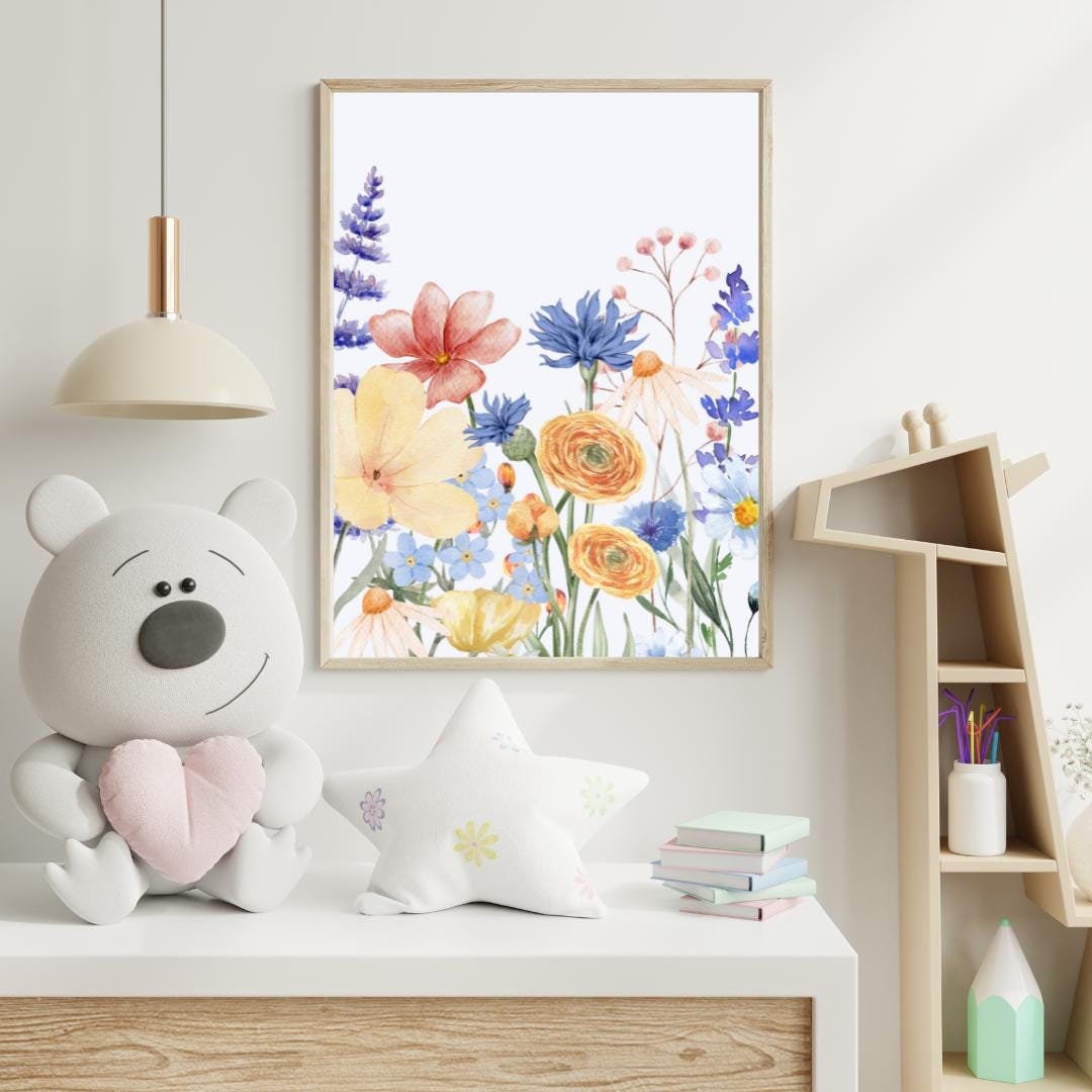 Watercolor Wildflowers Digital Print - Floral Botanical Wall Art ...