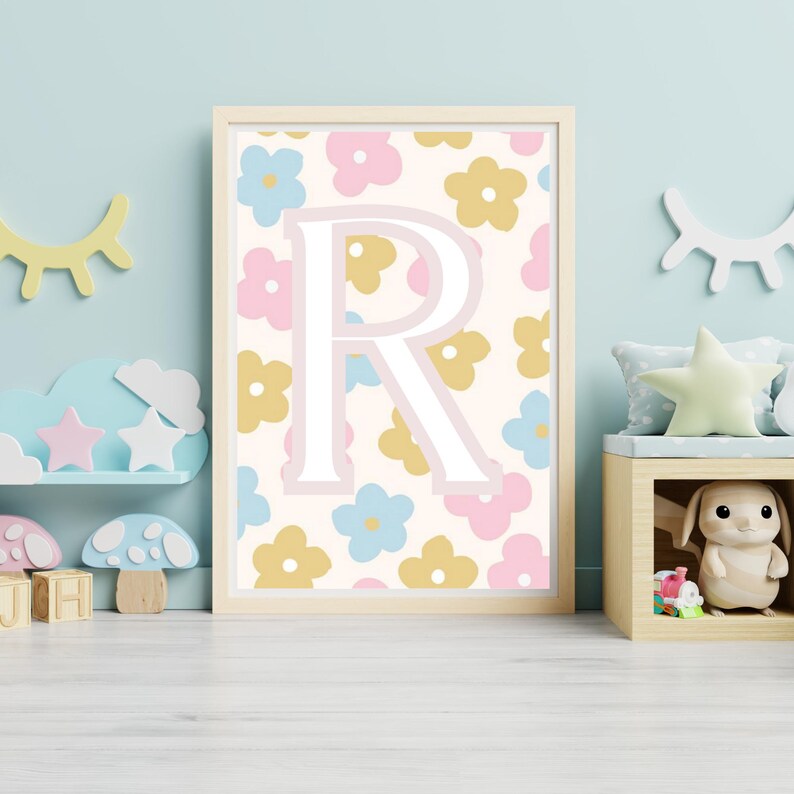 Custom Floral Letter Printable – Nursery Wall Art | Personalized ...