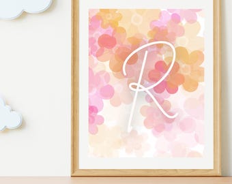 Custom Floral Letter Printable – Nursery Wall Art | Personalized Initial Print for Girls Bedroom or Baby Room | Digital Download